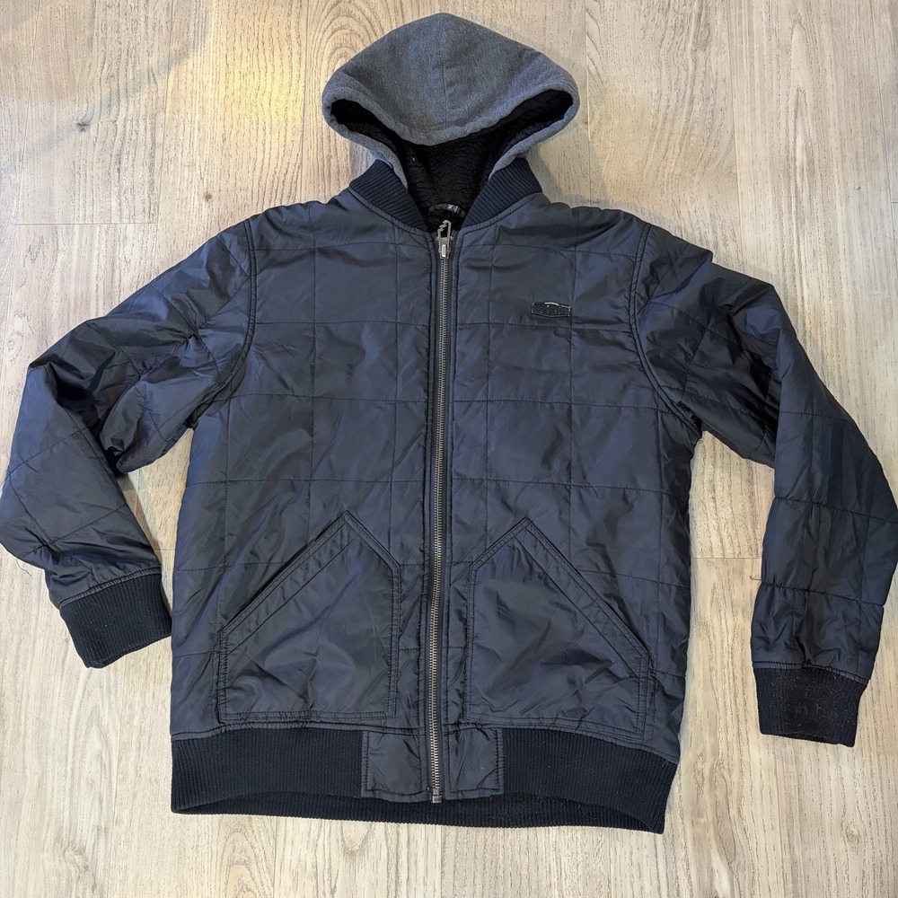 BILLABONG Windbreaker‎ Jacket Coat Sherpa Lined Hoodie Mens Large Pockets warm - Picture 6 of 10